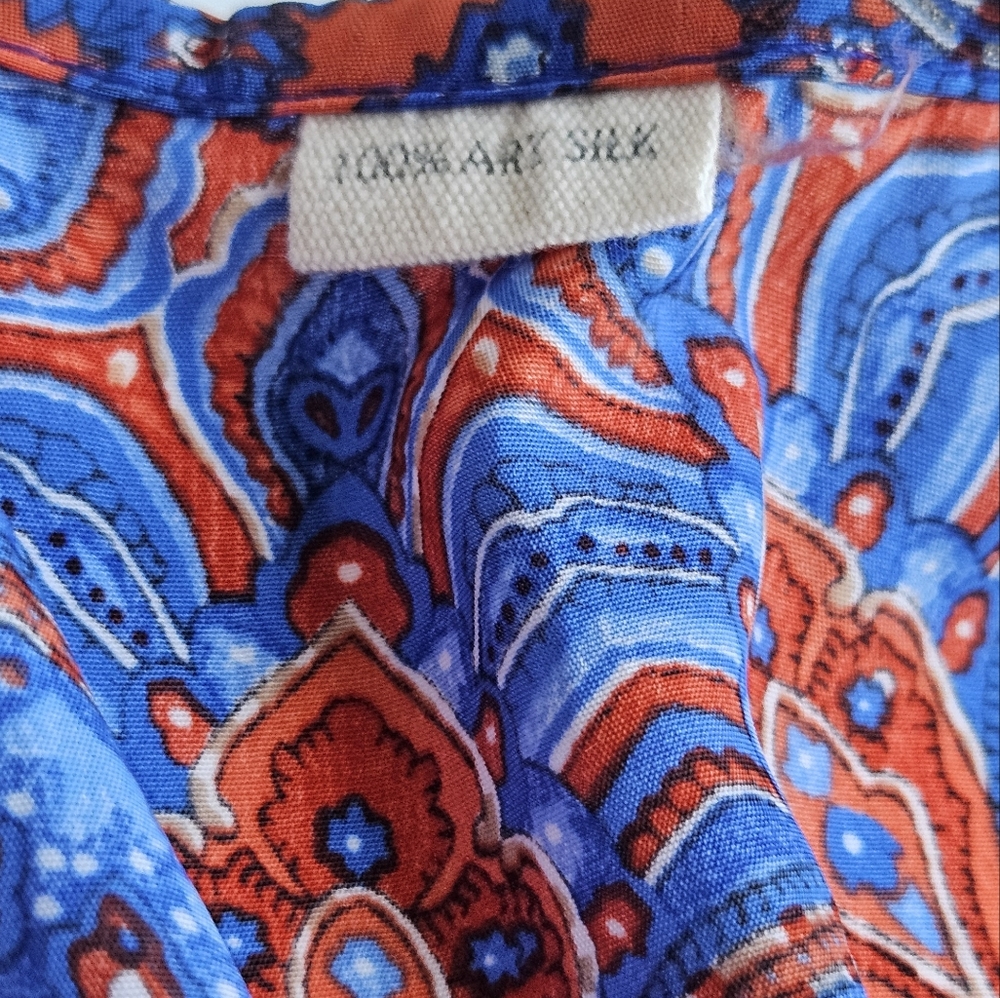 Art Silk Made In India Purple & Red Jeweled Smoked Boho Flutter Sleeve Dress - Picture 13 of 14